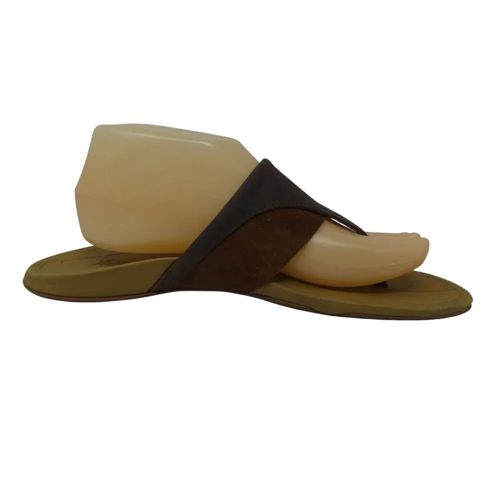Chaco Cognac Brown Leather Flip Flops Thong Sandals
